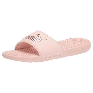 NEW PUMA Women Cool Cat Slide Sandal Cloud Pink Embossed Rose Gold Brand Logo